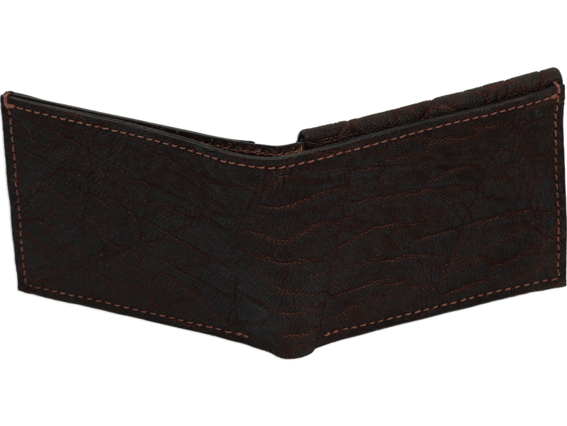 Dark Brown Elephant Luxury Designer Exotic Bifold Wallet With Flip Up ID Window - AmishMadeBelts.com