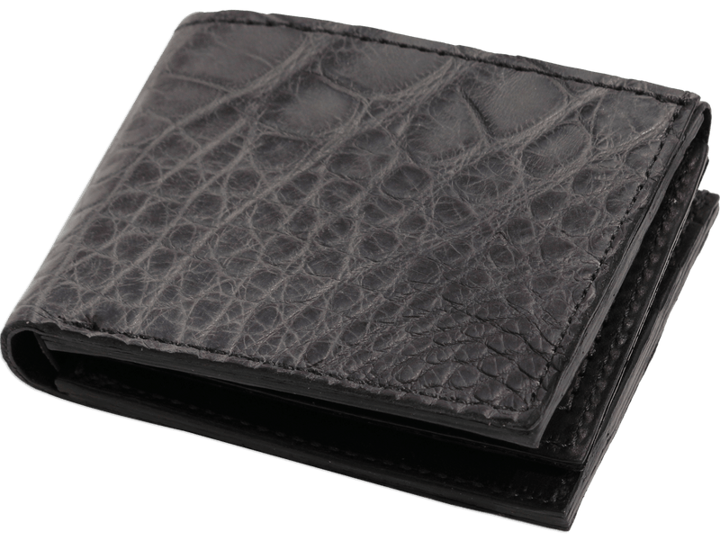 Gray Alligator Luxury Designer Exotic Bifold Wallet With Flip Up ID Window - AmishMadeBelts.com