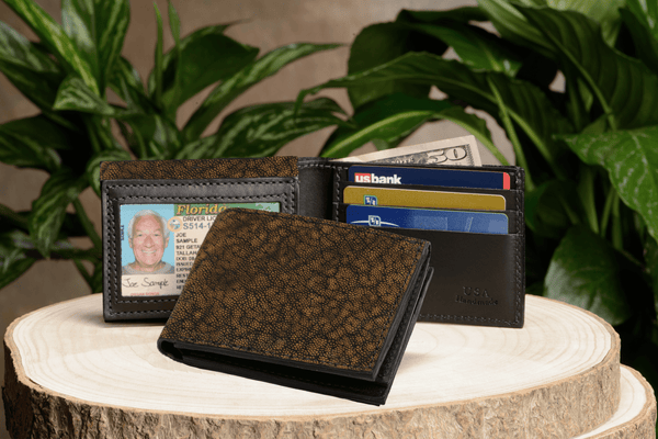 Tree Bark Elephant Luxury Designer Exotic Bifold Wallet With Flip Up ID Window - AmishMadeBelts.com