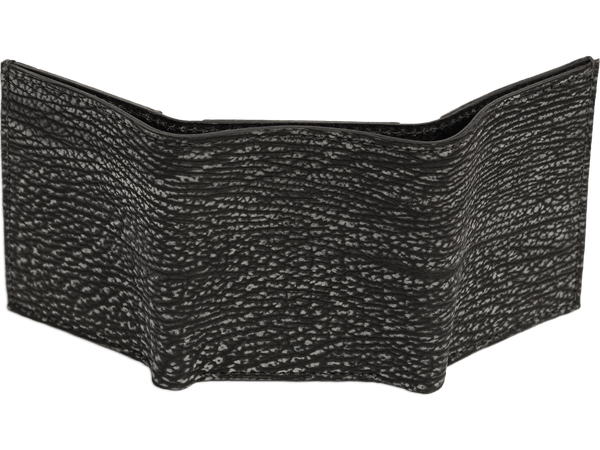 Black Suede Shark Luxury Designer Exotic Trifold Wallet With ID Window - AmishMadeBelts.com