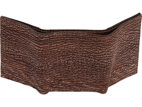 Brown Suede Shark Luxury Designer Exotic Trifold Wallet With ID Window - AmishMadeBelts.com