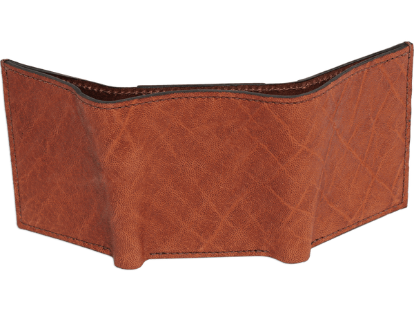 Caramel Brown Elephant Luxury Designer Exotic Trifold Wallet With ID Window - AmishMadeBelts.com