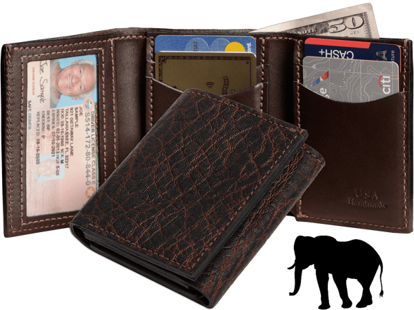 Dragon Fire Elephant Luxury Designer Exotic Trifold Wallet With ID Window - AmishMadeBelts.com
