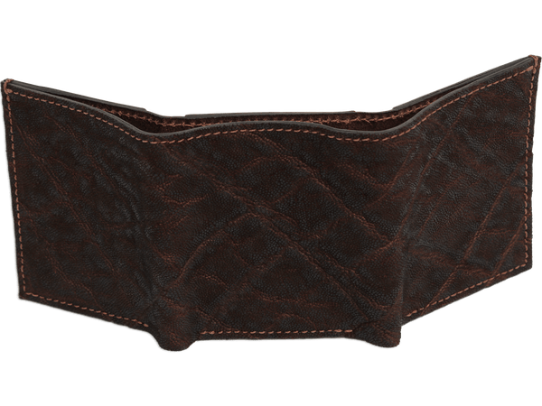 Dark Brown Elephant Luxury Designer Exotic Trifold Wallet With ID Window - AmishMadeBelts.com