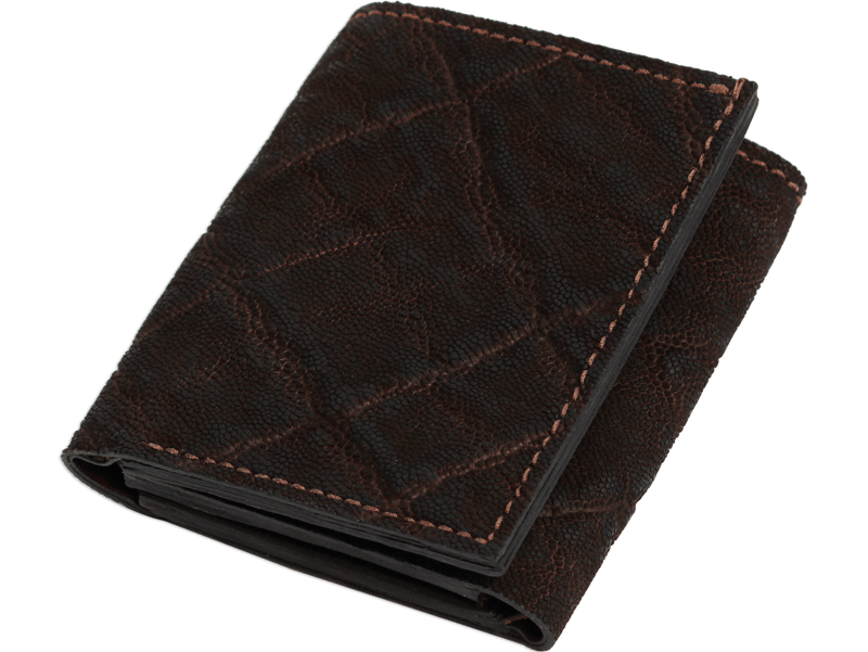 Dark Brown Elephant Luxury Designer Exotic Trifold Wallet With ID Window - AmishMadeBelts.com