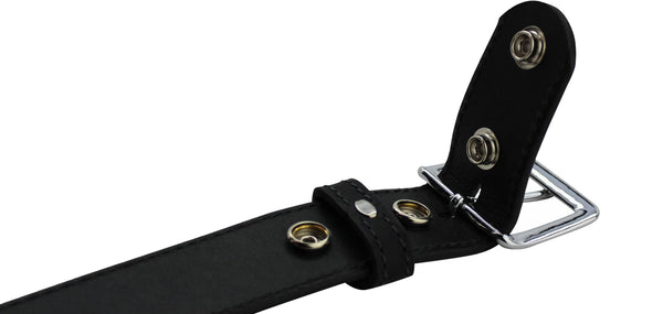 The Lakota: Black Stitched Water Buffalo With Snaps 1.25" - Amish Made Belts