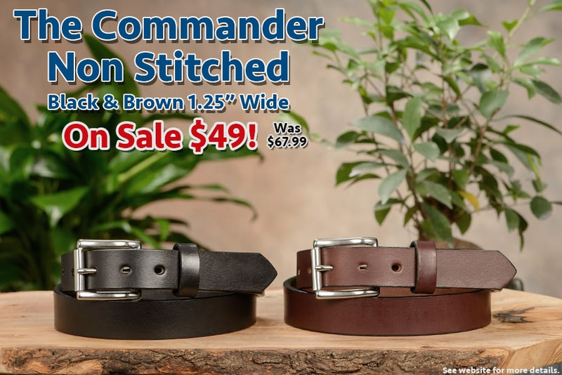 SPECIAL OFFER The Commander: Brown Non Stitched 1.25" - Amish Made Belts