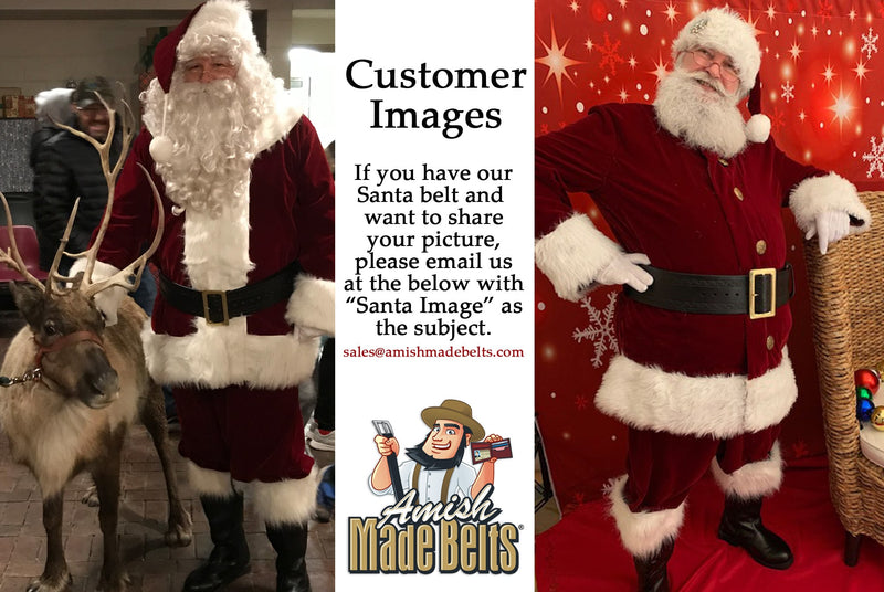 The Santa Claus: Black Leather Oak Leaf Embossed 3.50" - Amish Made Belts