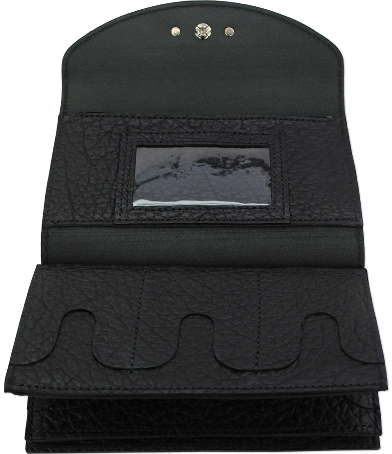 Black Bison Leather Deluxe Women's Wallet - Amish Made Belts