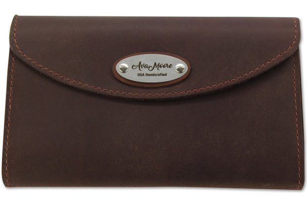 Brown Leather Deluxe Women's Wallet - Amish Made Belts