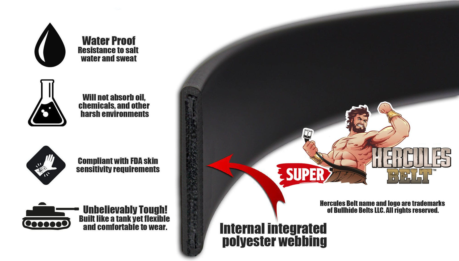 The Hercules Belt™ - Black Max Thick With Western Buckle And
