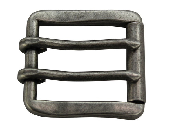 Brushed Nickel Double Prong Roller Buckle - Amish Made Belts