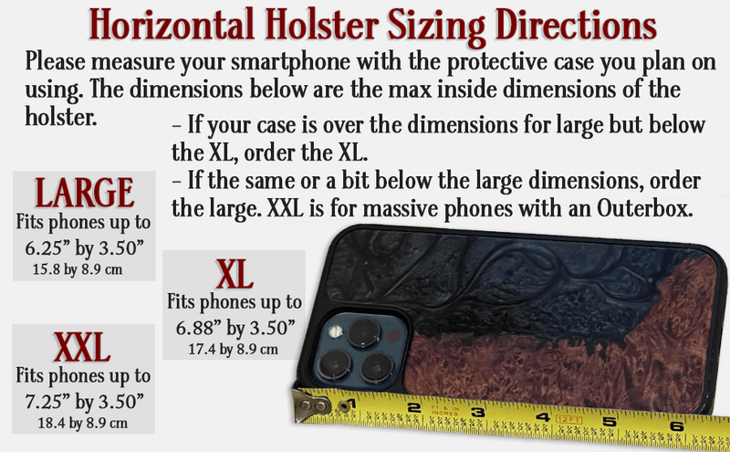 Black Deluxe Leather Horizontal Cellphone Holster Case - Amish Made Belts