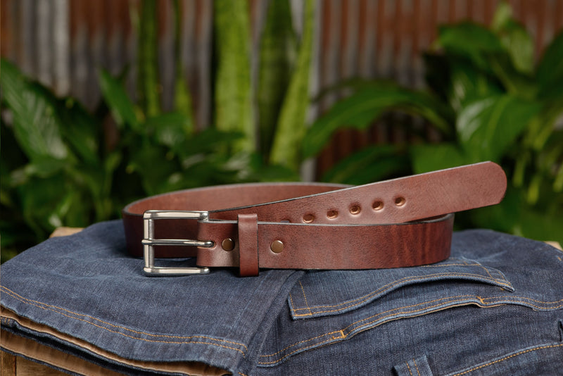 The Eastwood: Men's Brown Non Stitched Leather Belt Max Thick 1.50" - Amish Made Belts
