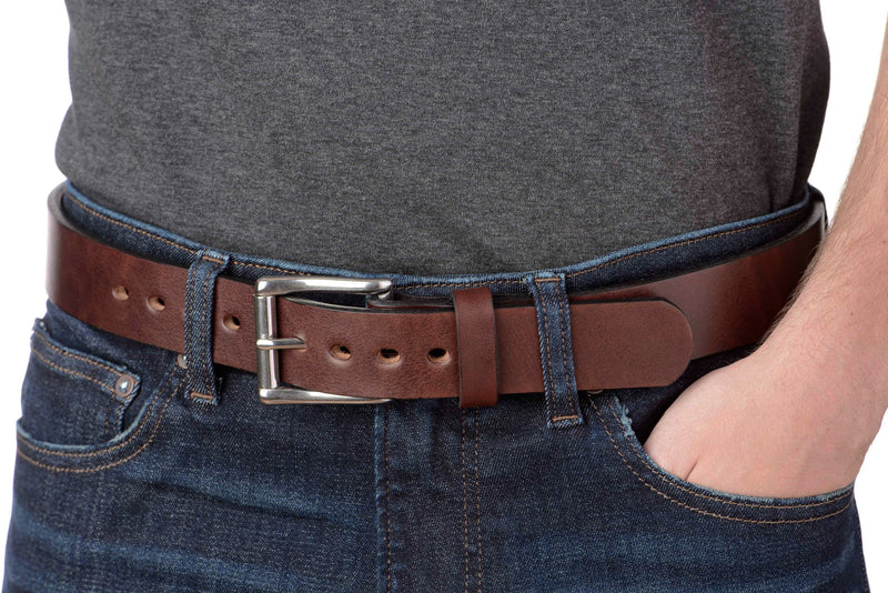 The Eastwood: Men's Brown Non Stitched Leather Belt Max Thick 1.50" - Amish Made Belts