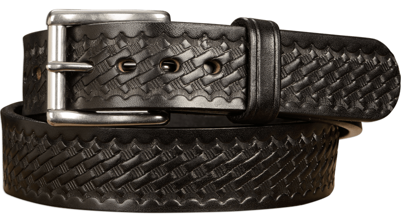 The Eastwood: Men's Black Basket Weave Leather Belt Max Thick 1.50" - Amish Made Belts