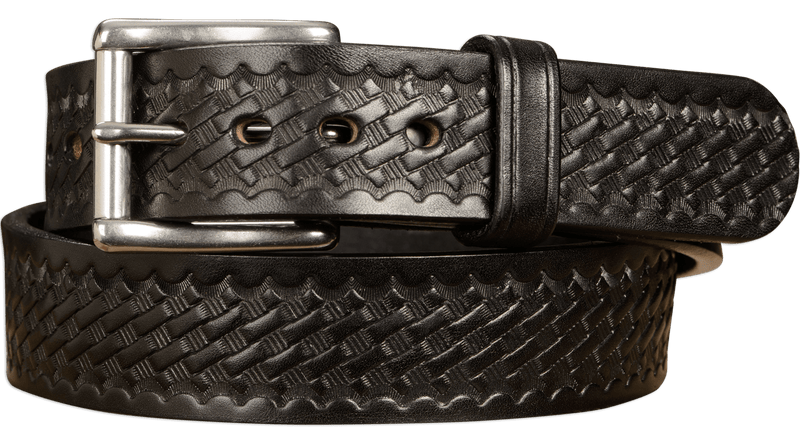 Mens Black Basket Weave Leather Belt 1.5 AmishMadeBelts