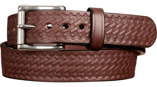 The Eastwood: Men's Brown Basket Weave Leather Belt Max Thick 1.50" - Amish Made Belts