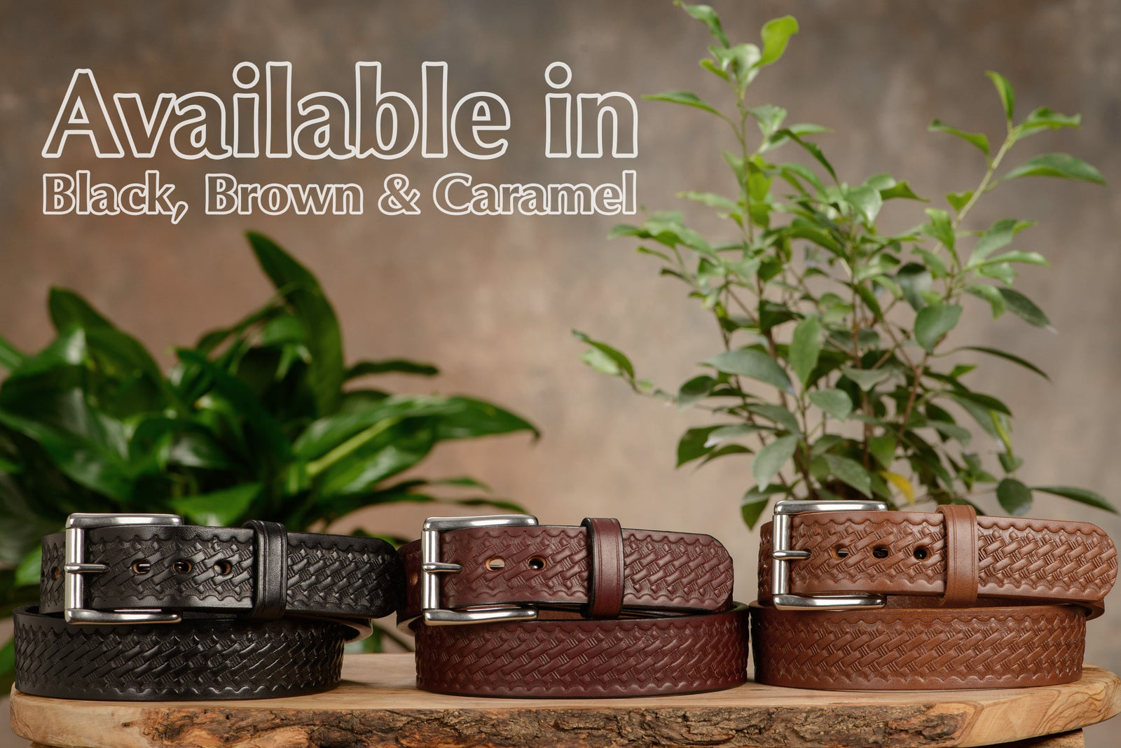 The Eastwood: Men's Brown Basket Weave Leather Belt Max