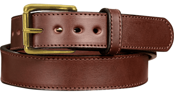 The Eastwood: Men's Brown Stitched Leather Belt Max Thick With Brass 1.50" - Amish Made Belts