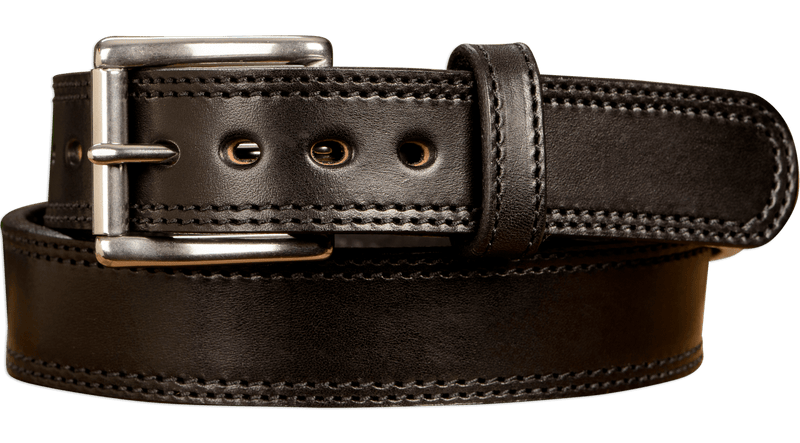 Mens Black Leather Belt with Double Stitching 1/4” thick Mens Black Leather Belt with Double Stitching 1/4” thick
