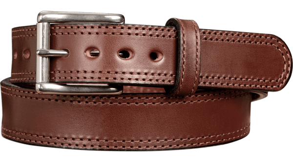 SPECIAL OFFER The Eastwood: Brown Double Stitched Max Thick 1.50" - Amish Made Belts