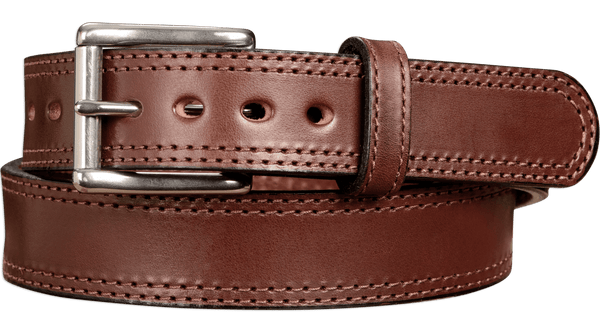The Eastwood: Men's Brown Double Stitched Leather Belt Max Thick 1.50" - Amish Made Belts
