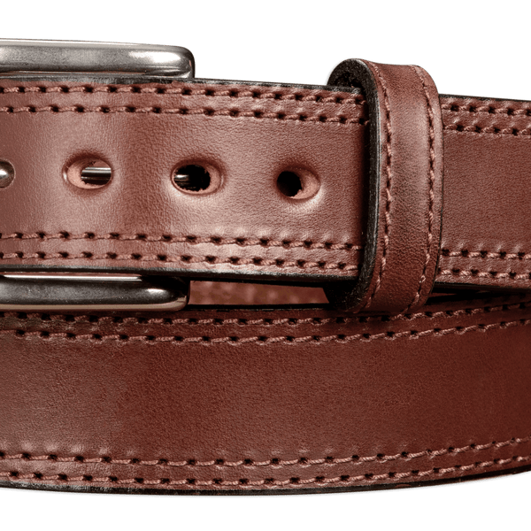The Eastwood: Men's Black Stitched Leather Belt Max Thick 1.50 42 