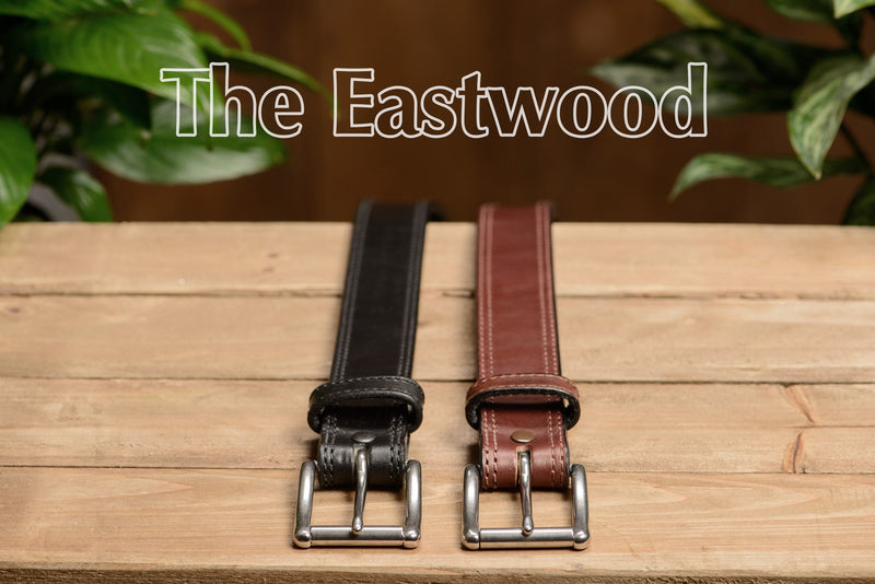 The Eastwood: Men's Brown Double Stitched Leather Belt Max Thick 1.50" - Amish Made Belts