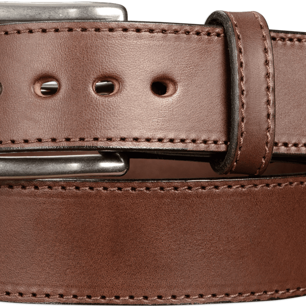 The Eastwood: Men's Brown Stitched Leather Belt Max Thick 1.75