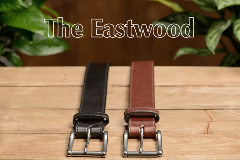 The Eastwood: Men's Brown Stitched Leather Belt Max Thick 1.75" Extra Wide - Amish Made Belts