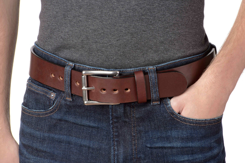 The Eastwood: Men's Brown Non Stitched Leather Belt Max Thick