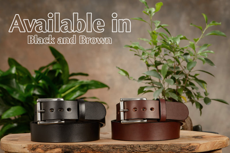 The Eastwood: Men's Brown Non Stitched Leather Belt Max Thick 1.75" Extra Wide - Amish Made Belts