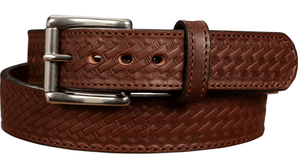 Brown Stitched Basket Weave Belt With Steel Core - The Norris 1.50