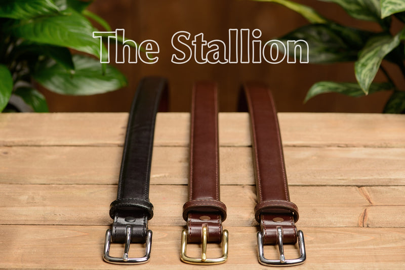 The Stallion: Brown Stitched Italian Leather With Steel Core And Chrome Buckle 1.25" - Amish Made Belts