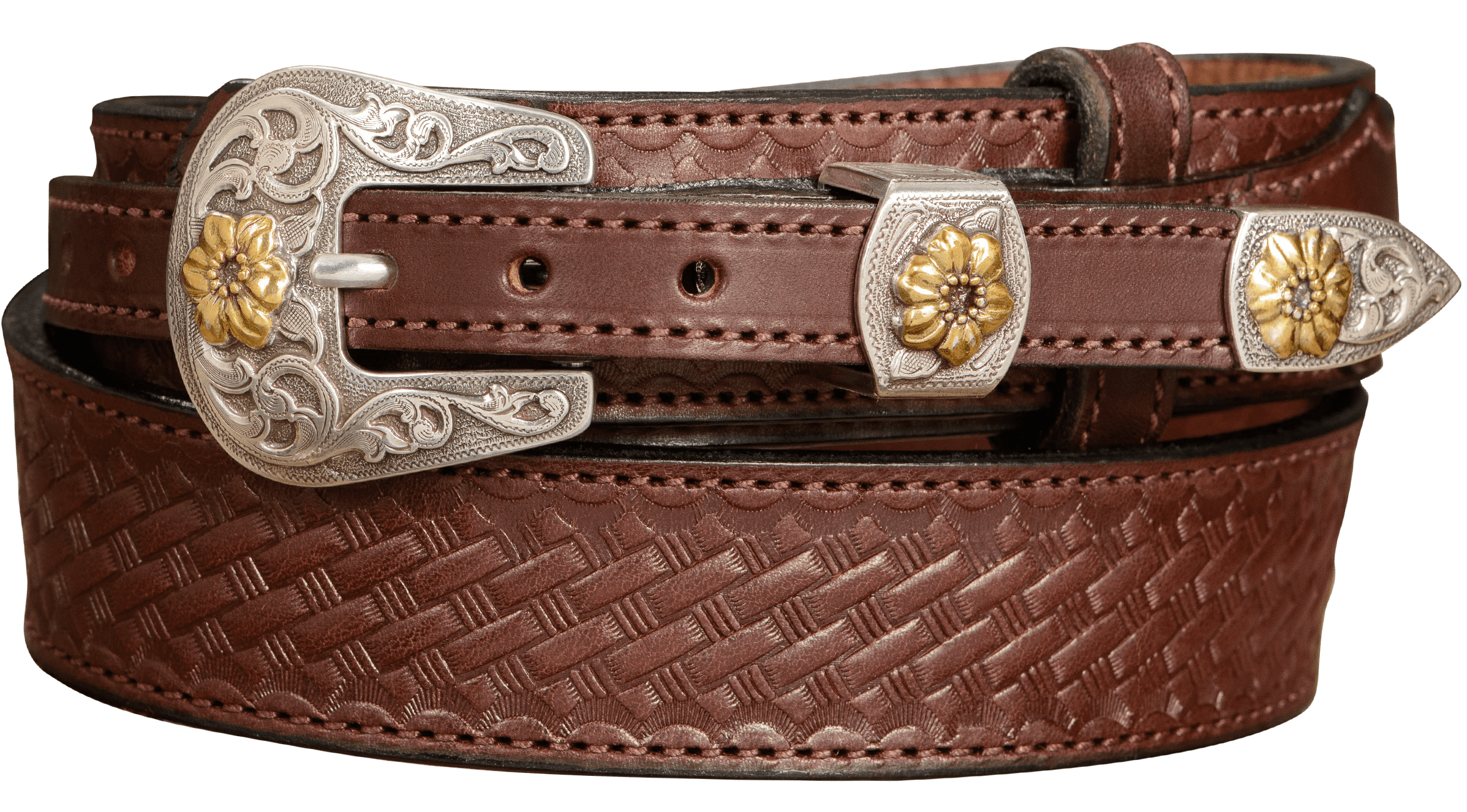 Men's Brown Stitched Basket Weave Western Ranger - The Texan 1.50