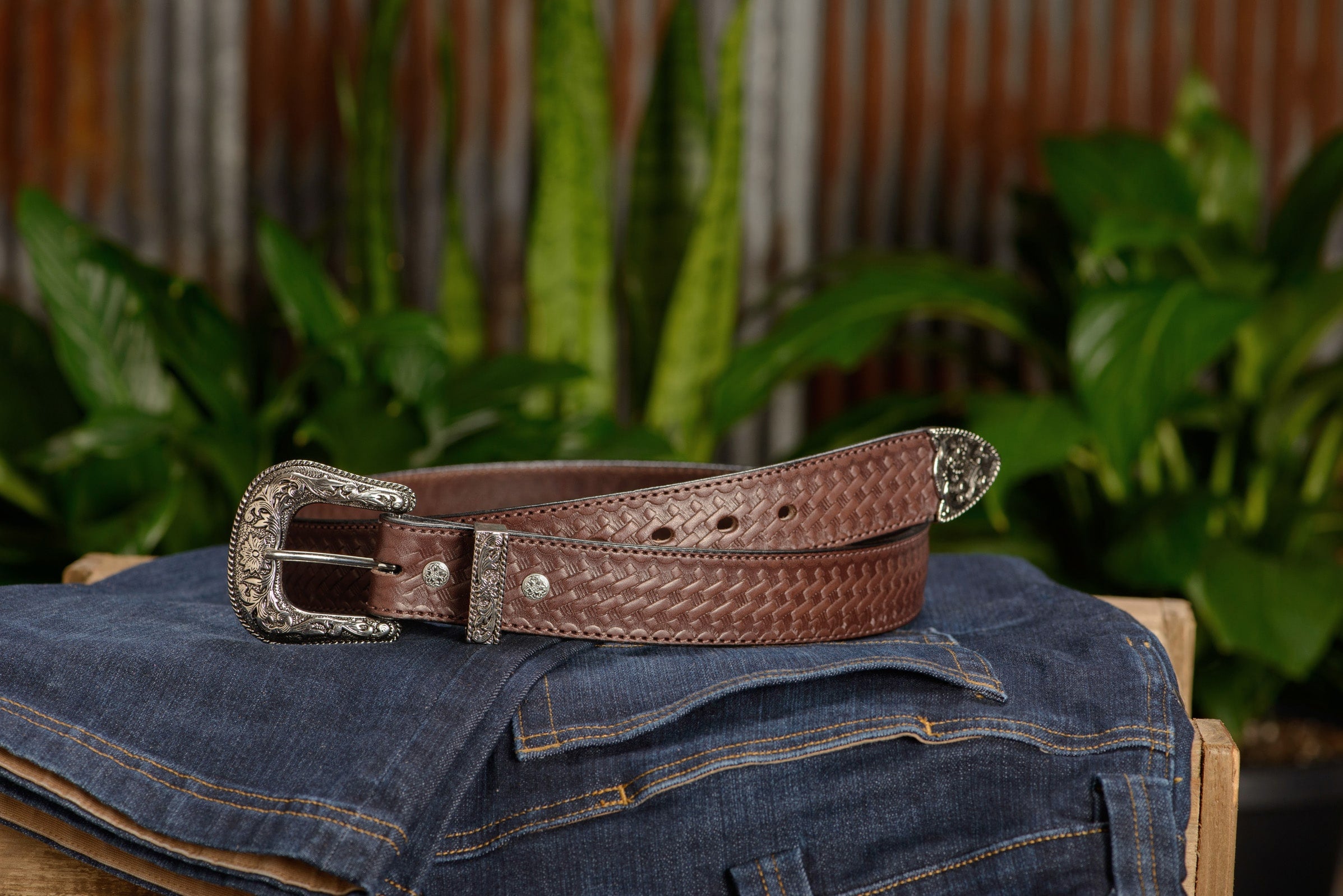 brown weave belt