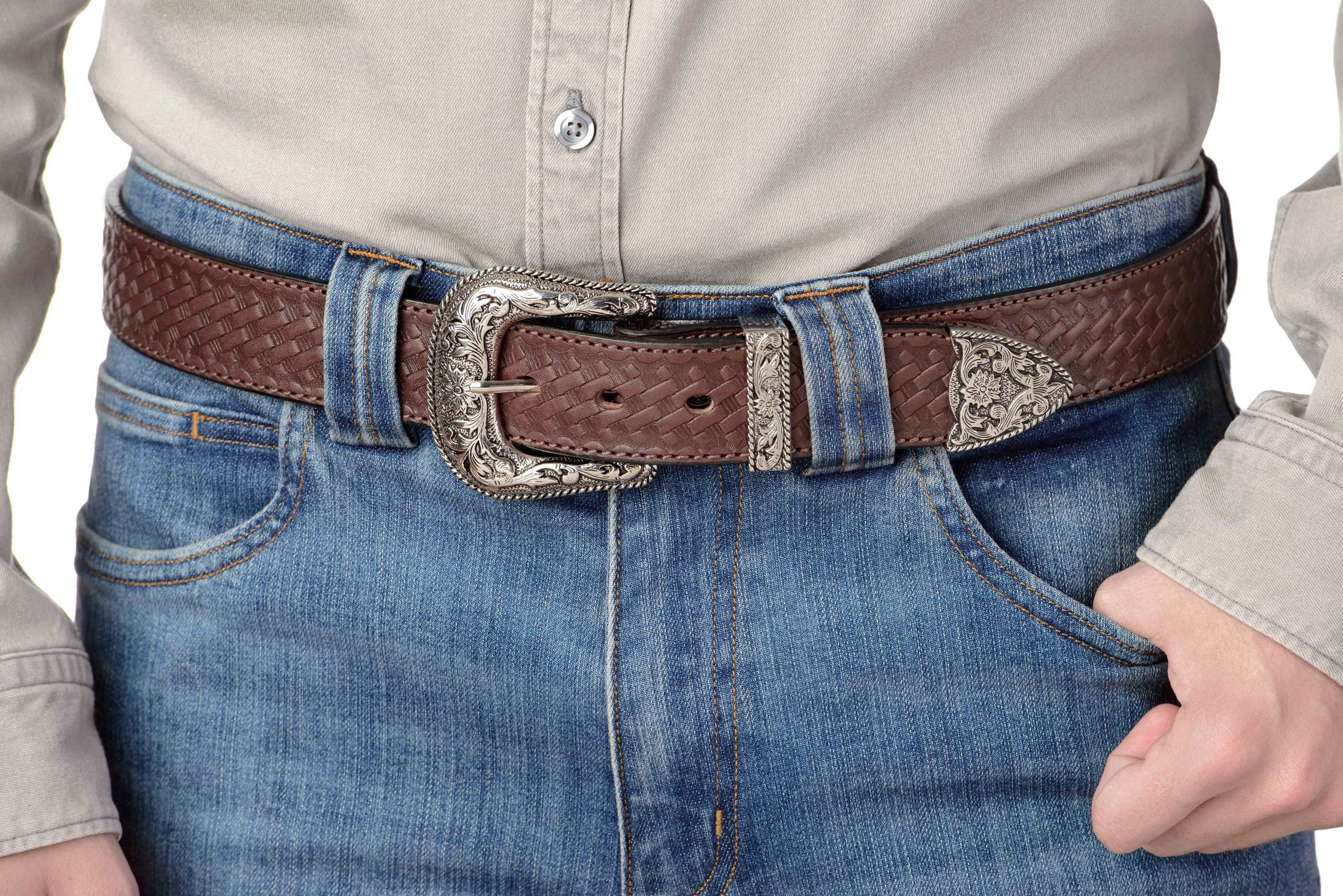 brown weave belt
