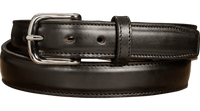 The Stallion: Black Stitched Italian Leather 1.25" - Amish Made Belts