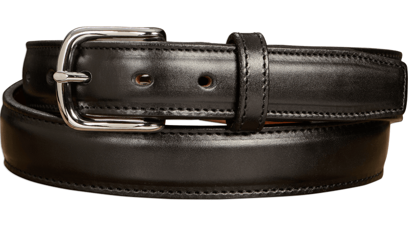 The Stallion: Black Stitched Italian Leather With Steel Core 1.25" - Amish Made Belts