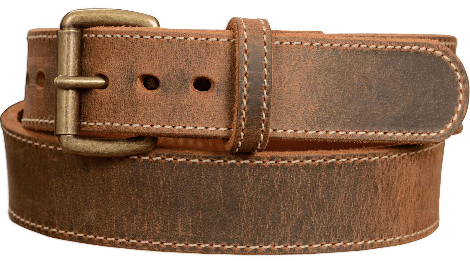The Crazy Horse: Men's Oil Tanned Stitched Leather Belt Max Thick 1.50