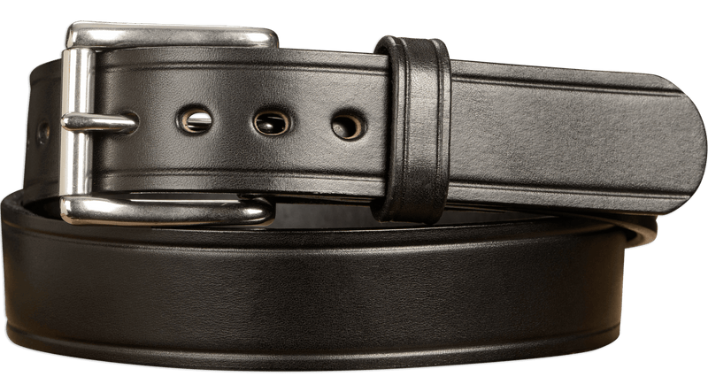 Men s Black Leather Belt with Creased Accent The Eastwood 1.50 AmishMadeBelts