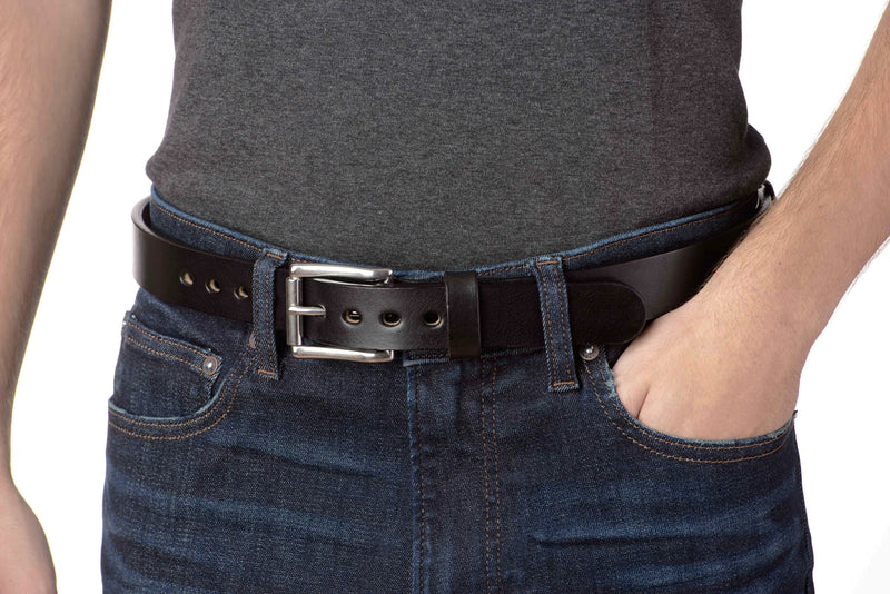 The Eastwood: Men's Black Non Stitched Leather Belt Max Thick 1.25" - Amish Made Belts
