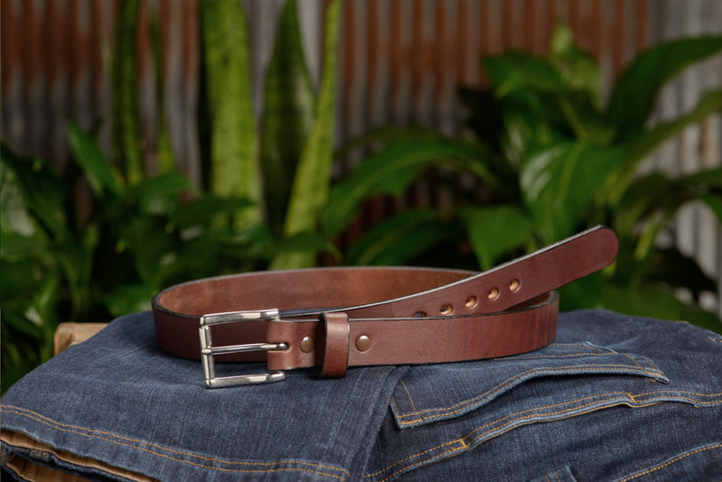 The Eastwood: Men's Brown Non Stitched Leather Belt Max Thick 1.25" - Amish Made Belts
