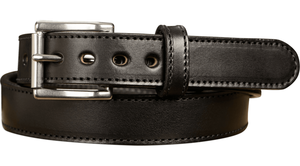 Men's Black Stitched Leather Belt Max Thick - The Eastwood