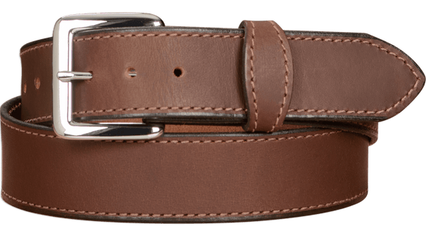SPECIAL OFFER The Lakota: Brown Stitched Water Buffalo With Snaps 1.50" - Amish Made Belts