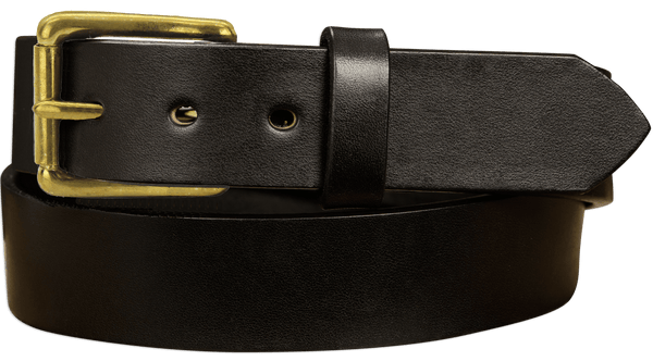 The Maverick: Men's Black Non Stitched Leather Belt With Brass 1.50" - Amish Made Belts