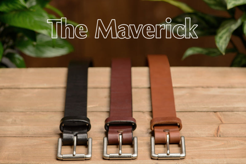 SPECIAL OFFER The Maverick: Black Non Stitched 1.50" - Amish Made Belts