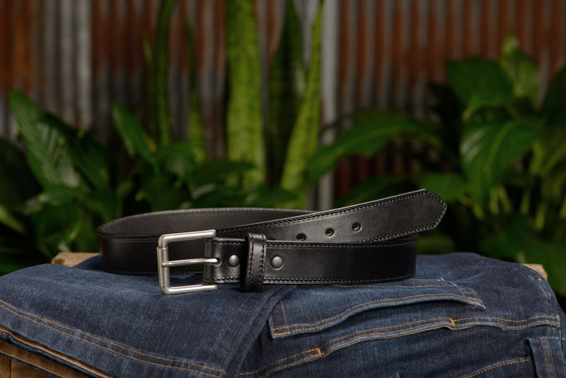 SPECIAL OFFER - The Maverick: Black Stitched 1.50" - Amish Made Belts