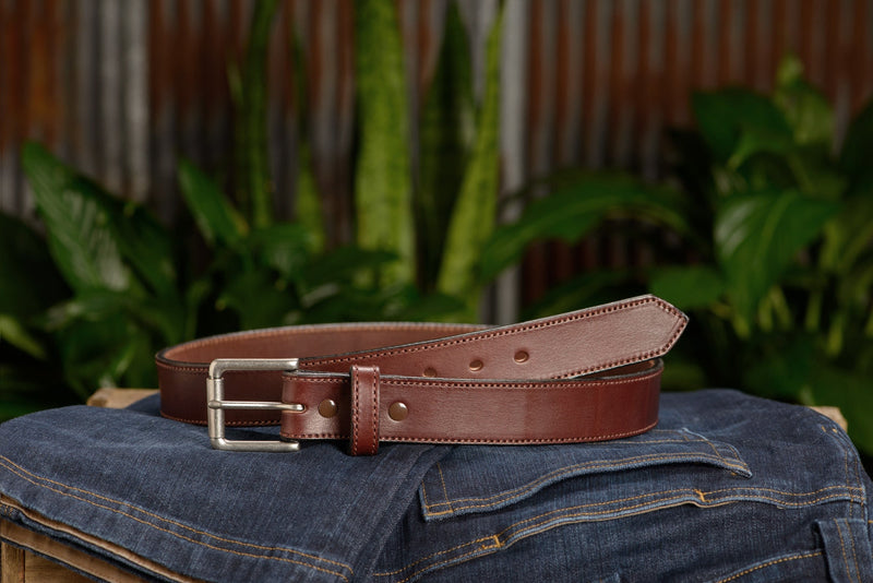 SPECIAL OFFER - The Maverick: Brown Stitched 1.50" - Amish Made Belts